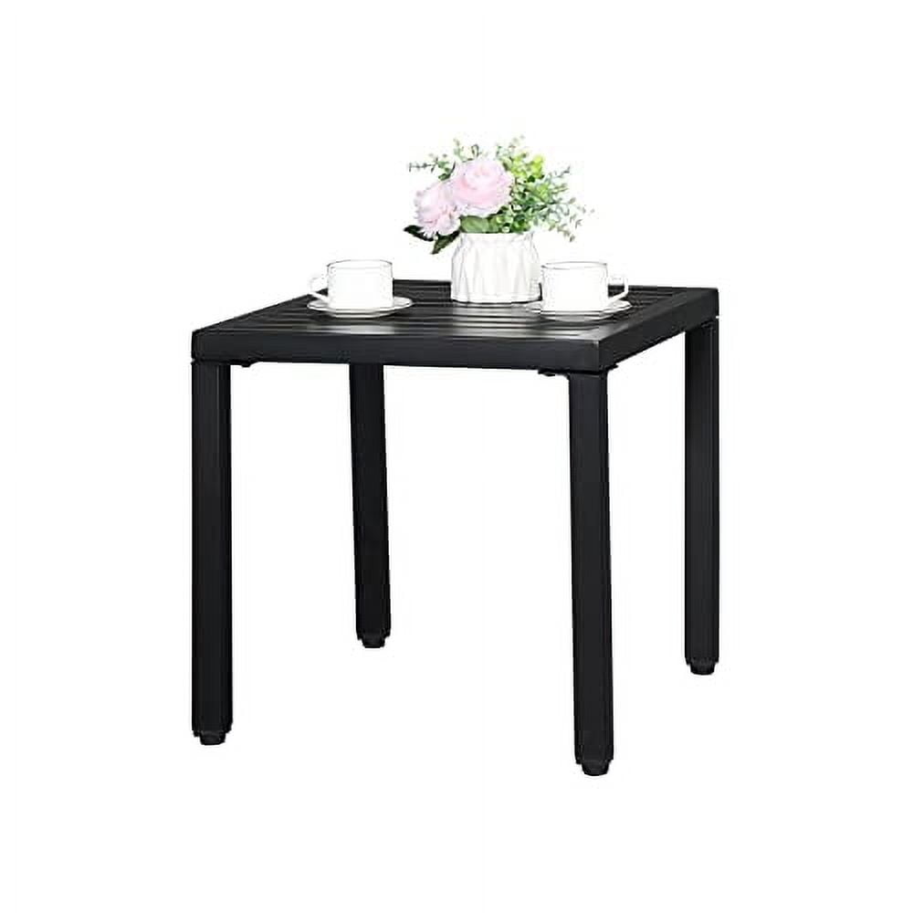 amopacorp Indoor Outdoor Small Metal Square Side End Table, Patio Coffee Bistro Table, Fashionable and Simple Wrought Iron Side Table, Black
