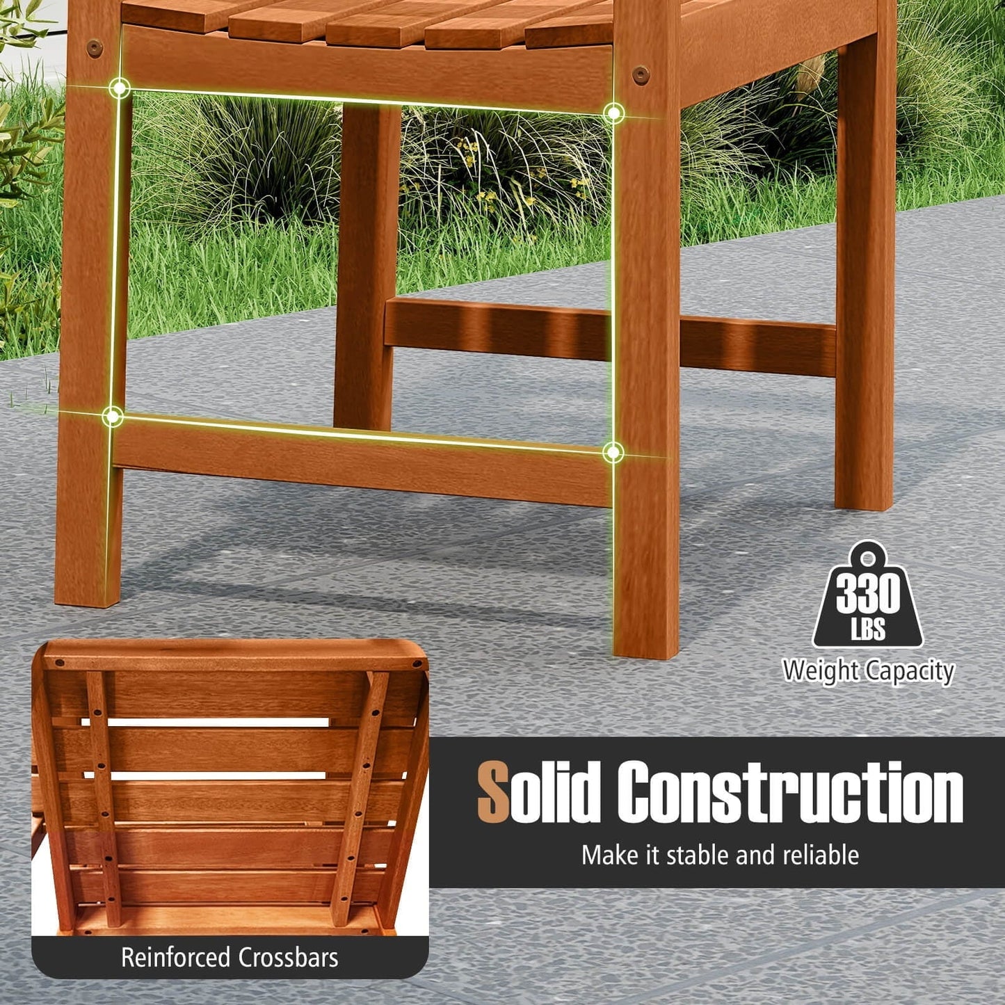 Costway Patio Chairs Set of 2 with Inclined Backrests and Slatted Seats for Deck