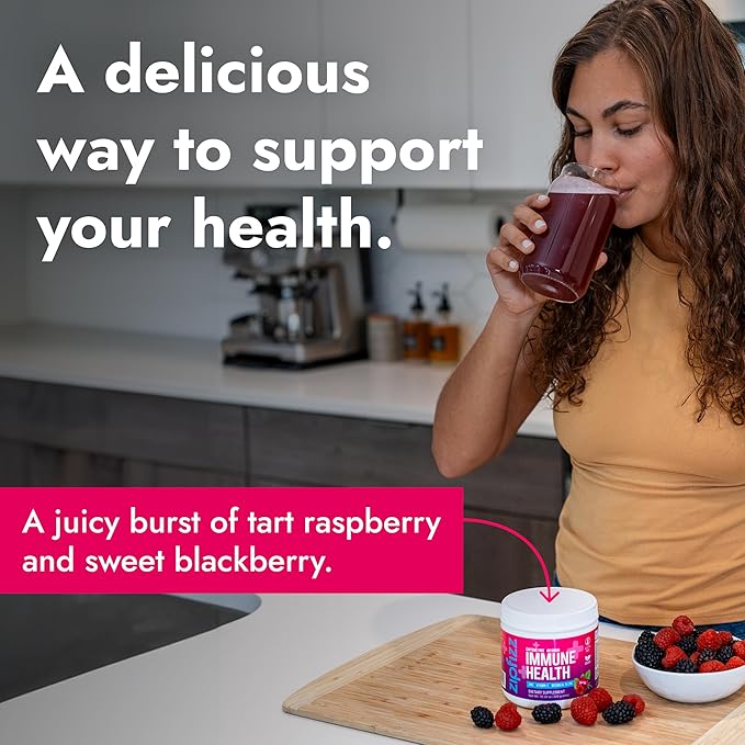 Zipfizz Daily Immune Health Powder Supplement, Berry, 10.5 oz (30 Servings) | Contains Zinc & Vitamin C | Caffeine & Sugar-Free | Immune Booster For Kids & Adults