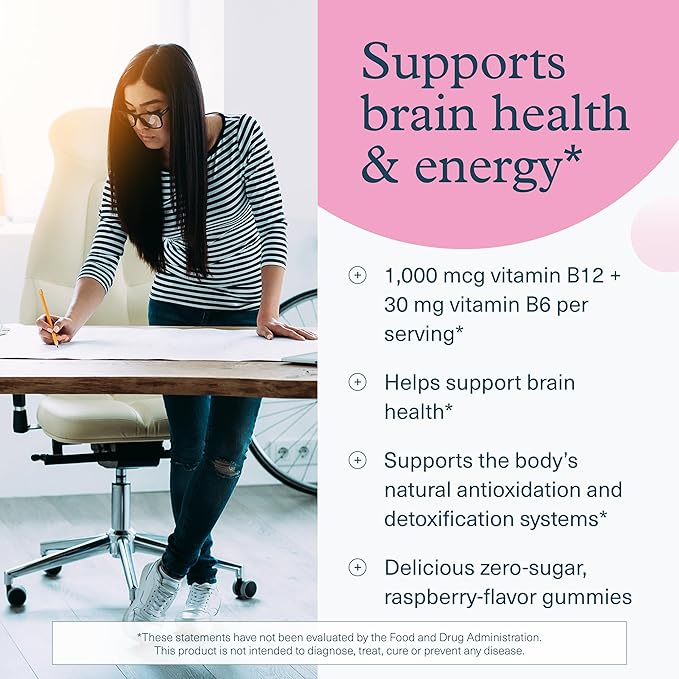Youtheory B12B6 - Vegan Vitamin B6 & Vitamin B12 - Offers Brain Health, Energy & Immunity Support* - Dairy, Soy & Gluten Free - 60 Gummies