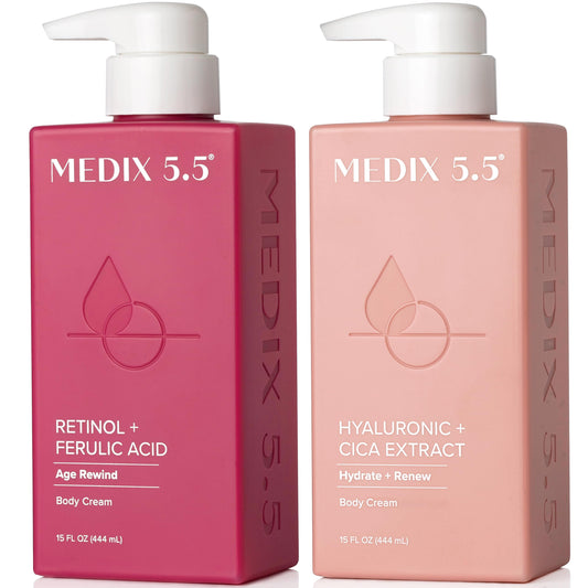 Medix 5.5 Retinol Body Lotion + Hyaluronic Acid Cream, Moisturizer Body & Face Lotion Set | Hydrating + Firming Lotion For Stret