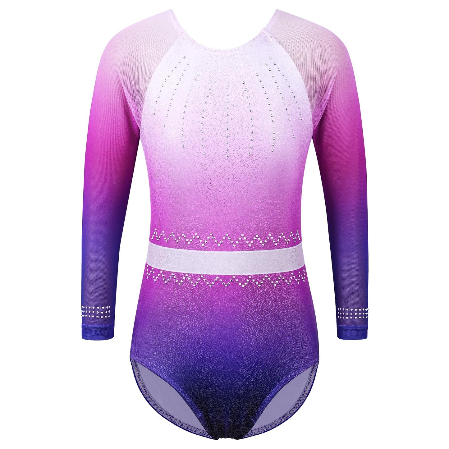 BAOHULU Gymnastics Leotard for Girls Shiny Practice Dancewear B326_GradientPurple_4A