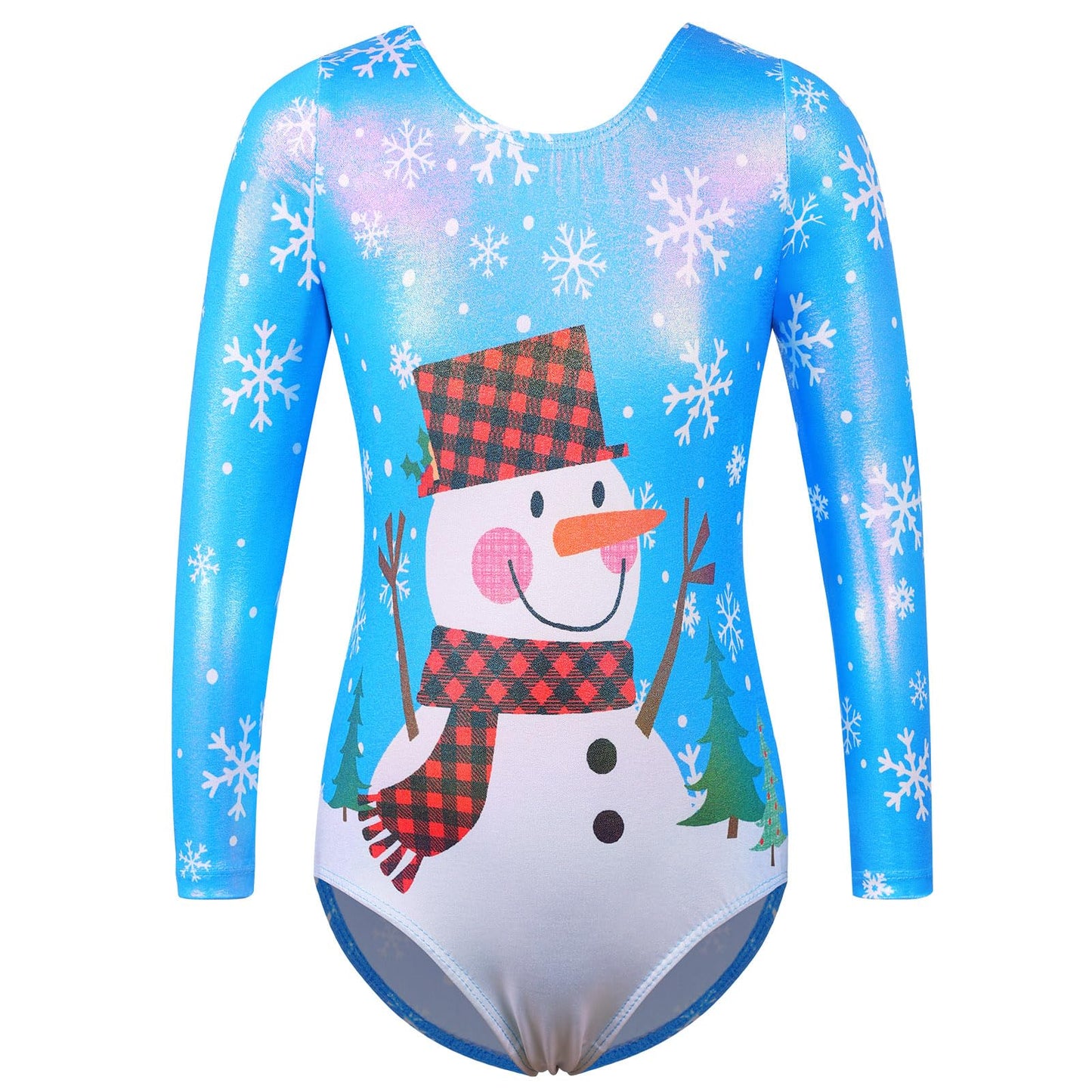 BAOHULU Christmas Gymnastics Leotards for Toddler Girls Shiny Dance Outfit Athletic Apparel B281_SnowmanBlue_6A