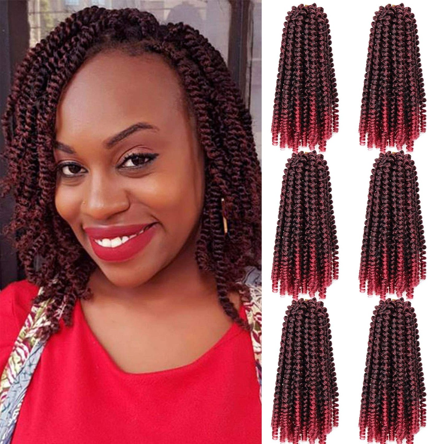 6 Packs Spring Twist Braiding Hair Spring Twists Bomb Twist Hair Synthetic Fiber Fluffy Twist Crochet Braids Low Temperature Twist Crochet Hair for Women Braiding Hair(8inch,T1B/BUG)