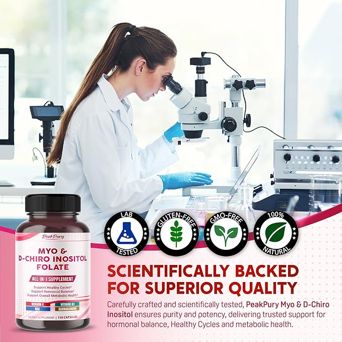 Ultra Myo & D-Chiro Inositol with Folate, Vitamin C & D3 - All-in-1 Supplement for Healthy Cycles, Hormonal Balance & Metabolic Support - Made in The USA- 150 Capsules