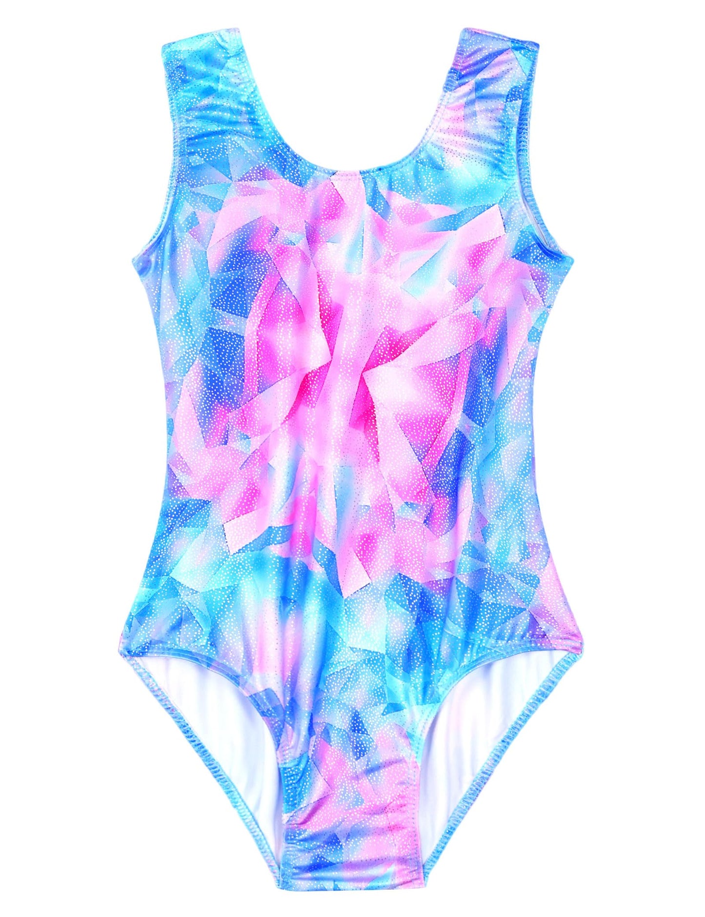 Domusgo Gymnastics Leotards for Girls 5-6 Years Old Blue Rose Sparkly One Piece Tumbling Outfits