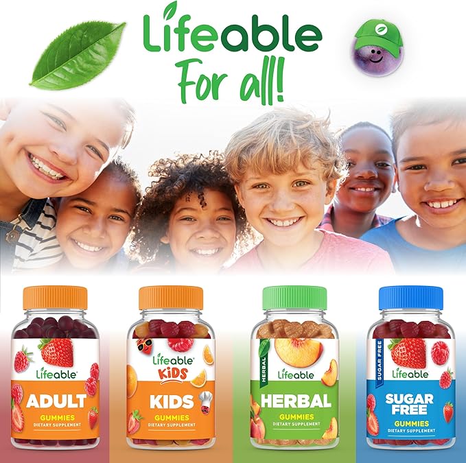 Lifeable Multivitamin & Multimineral with Iron Chewables for Kids – Vegetarian – Gluten Free Vegetarian – Great Tasting - Natural Flavored Pectin Chews with Vitamins A, B, C, D & E – 150 Count