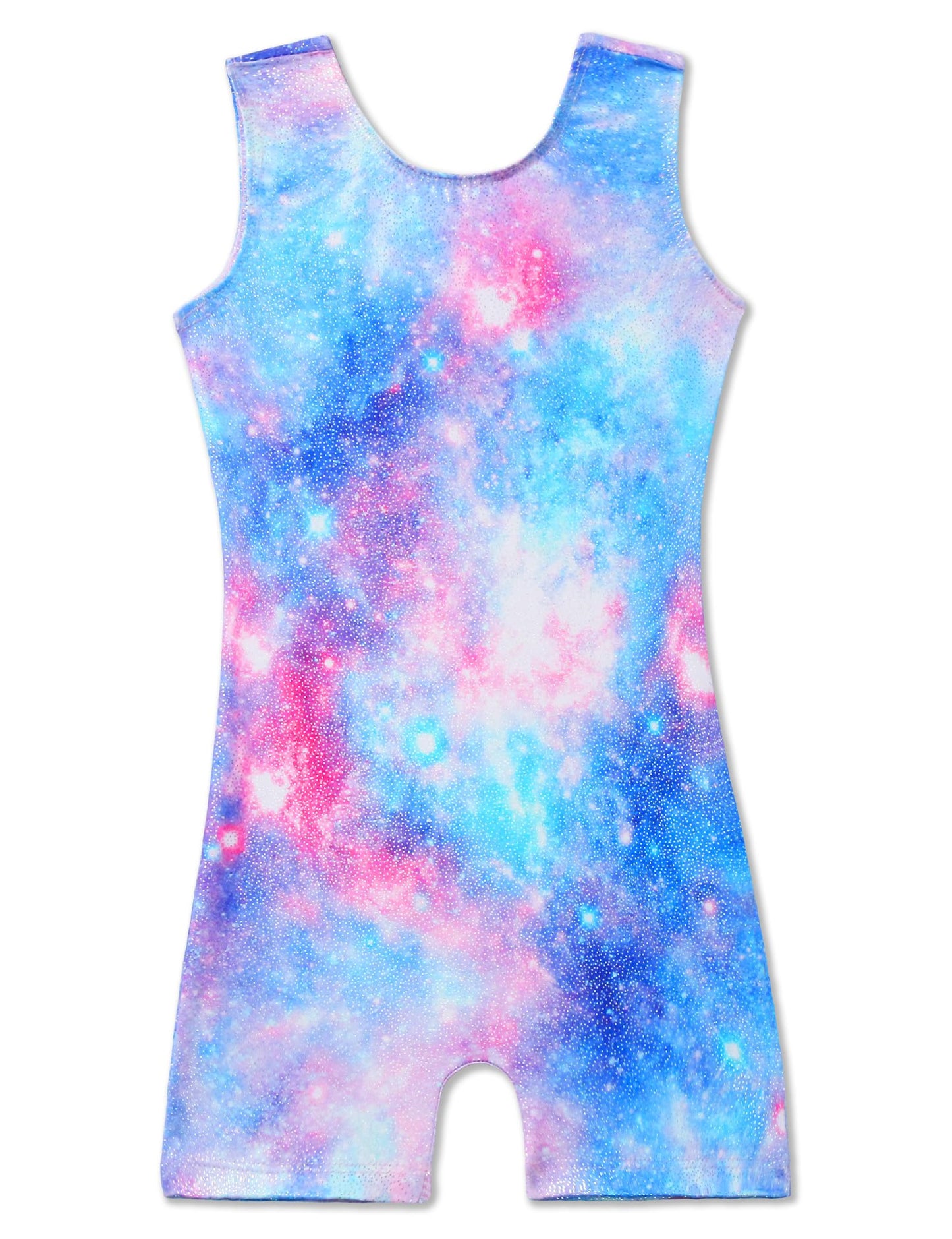 Domusgo Leotard for Girls Gymnastics Size 5-6 Years Old Glitter Starry Sky Unitard with Shorts