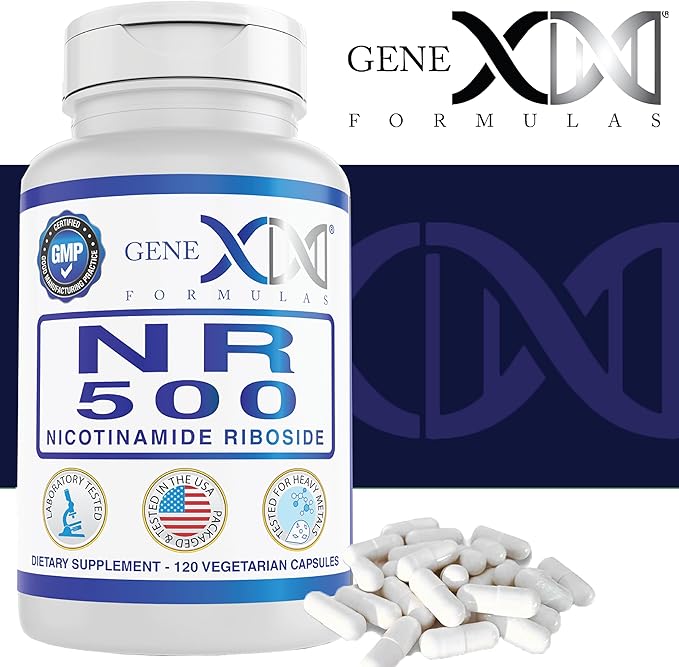 Genex Formulas NR Nicotinamide Riboside 500mg/Serving (120 Capsules) NAD+ Precursor for Healthy Aging - GMP-Certified, Non-GMO, Gluten-Free, Vegetarian (1 Pack)