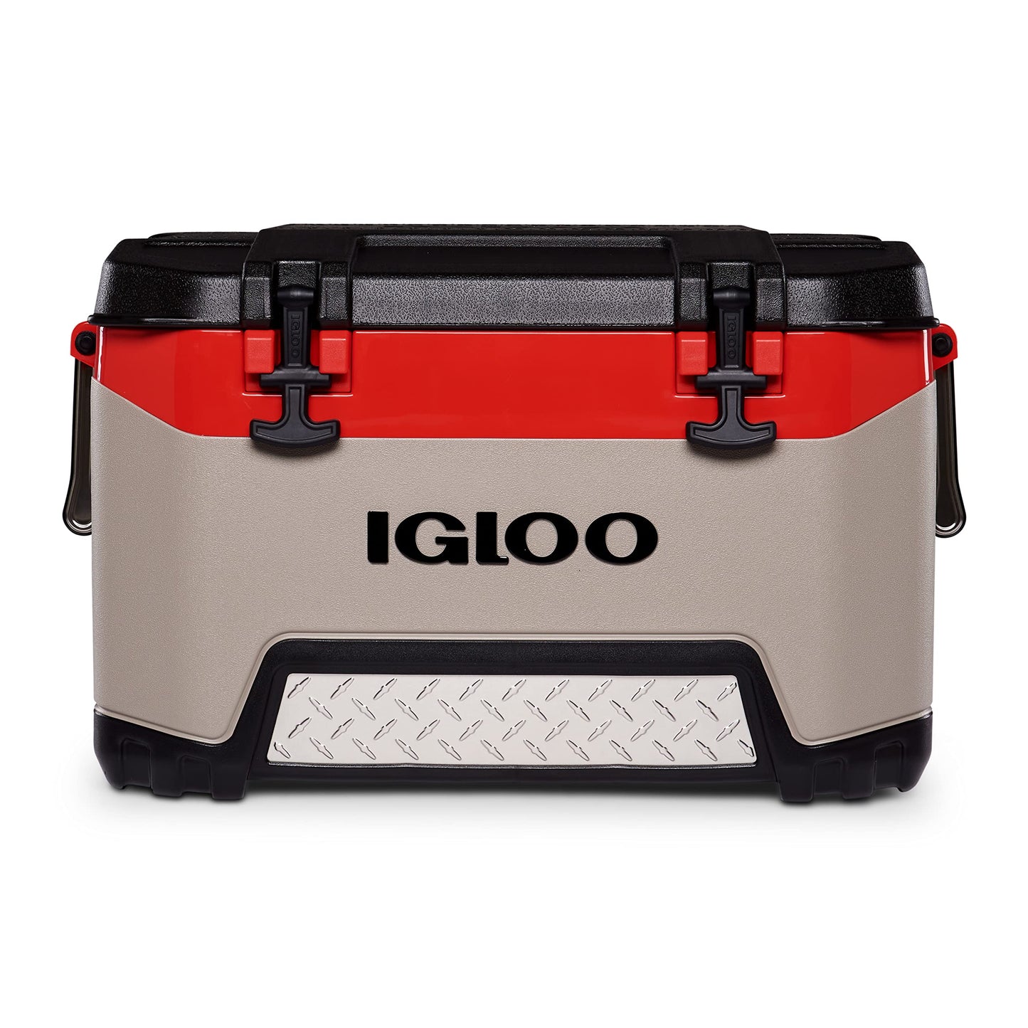 Igloo BMX 52 Quart Cooler with Cool Riser Technology, Fish Ruler, and Tie-Down Points - 16.34 Pounds - Sandstone and Red