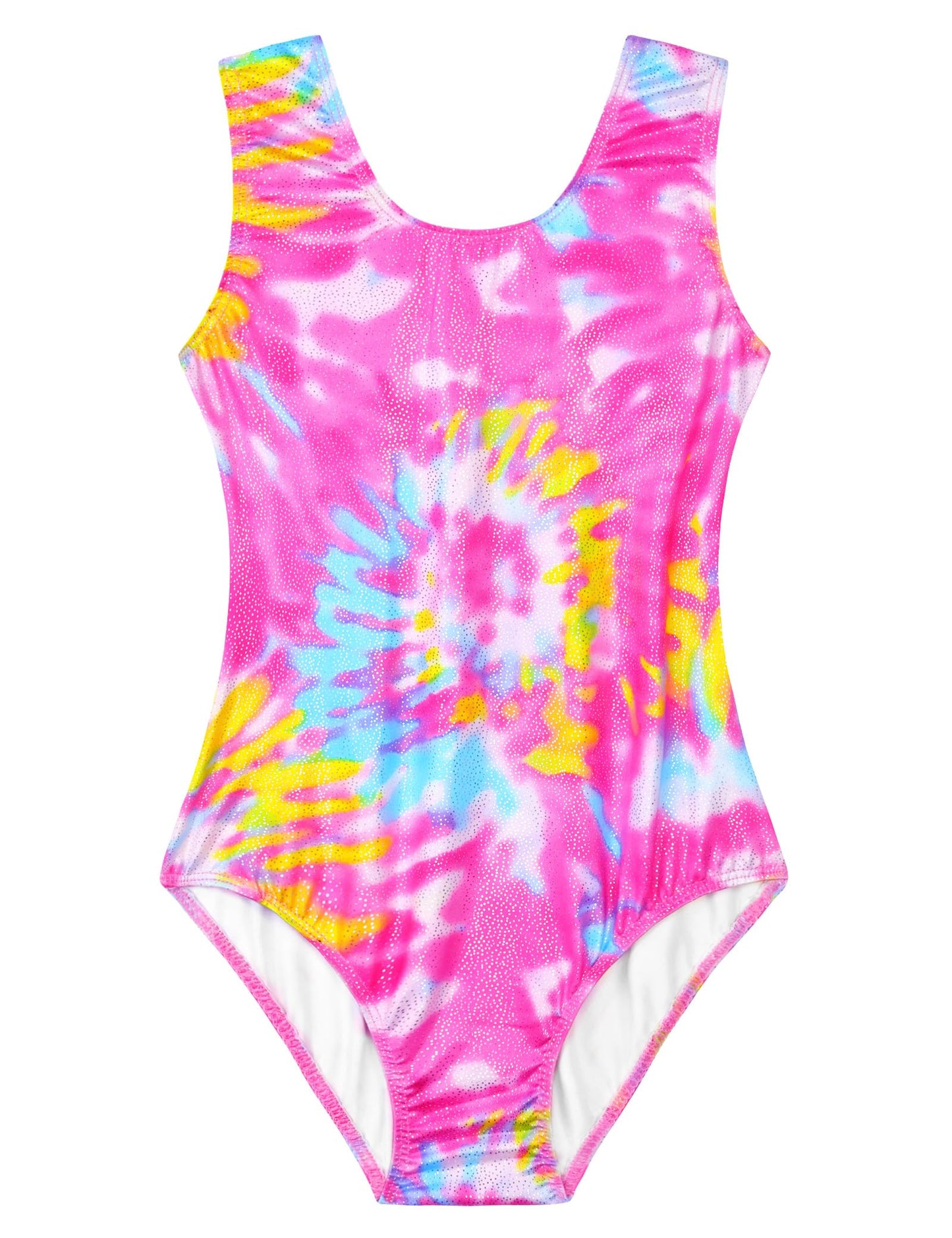 Domusgo Gymnastics Leotards for Girls 5-6 Years Old Pink Yellow Sparkly One Piece Tumbling Outfits