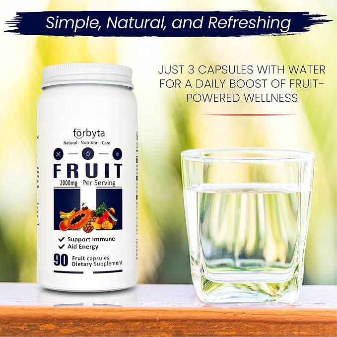 Fruits Supplement – Whole Food-Based Fruit Blend Capsules – Natural Antioxidant Support – Rich in Essential Vitamins – Non-GMO, Gluten-Free – 90 Capsules