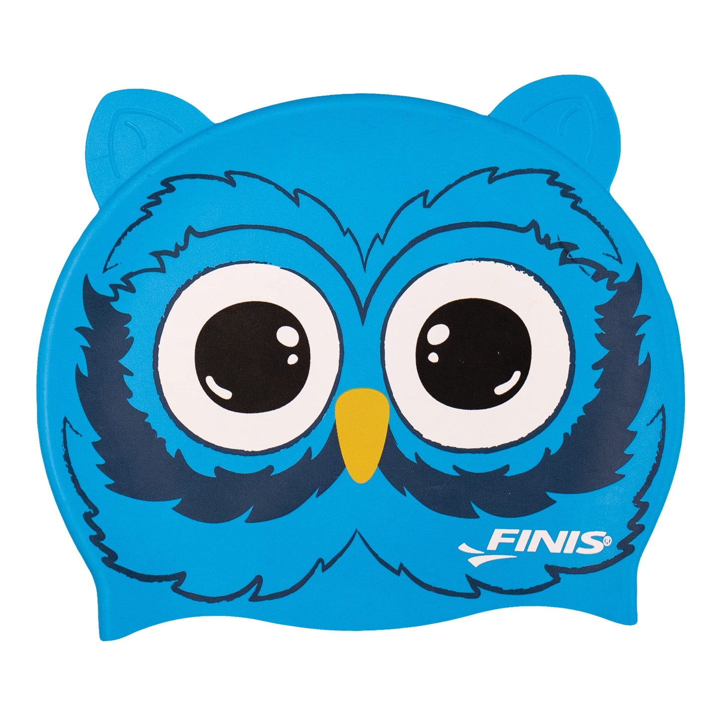 FINIS Animal Heads - Fun Swim Cap for Kids Ages 3 and Up - 100% Silicone Swim Cap with a Rippled Edge for a Comfortable, Watertight Fit Swimming Pool Accessories - Owl