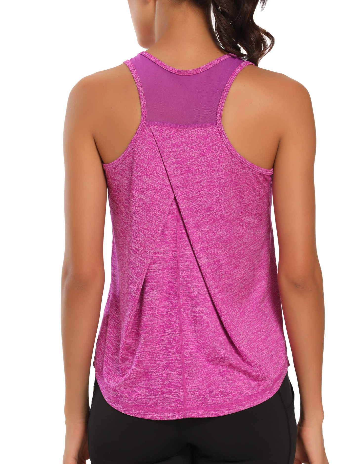 Aeuui Workout Tops for Women Racerback Mesh Yoga Shirts Athletic Running Tank Tops Sleeveless Gym Clothes Dark Purple