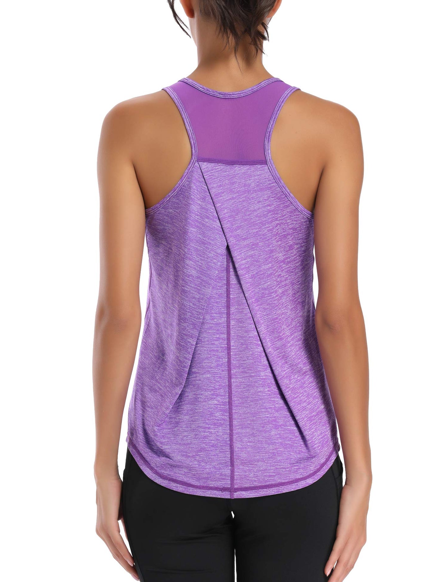 Aeuui Womens Workout Tops for Women Racerback Tank Tops Mesh Yoga Shirts Athletic Running Tank Tops Sleeveless Gym Clothes Purple