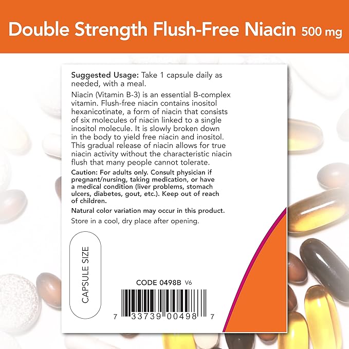 Now Foods Flush Free Niacin Double Strength 640mg, 90 vcaps (Pack of 2)