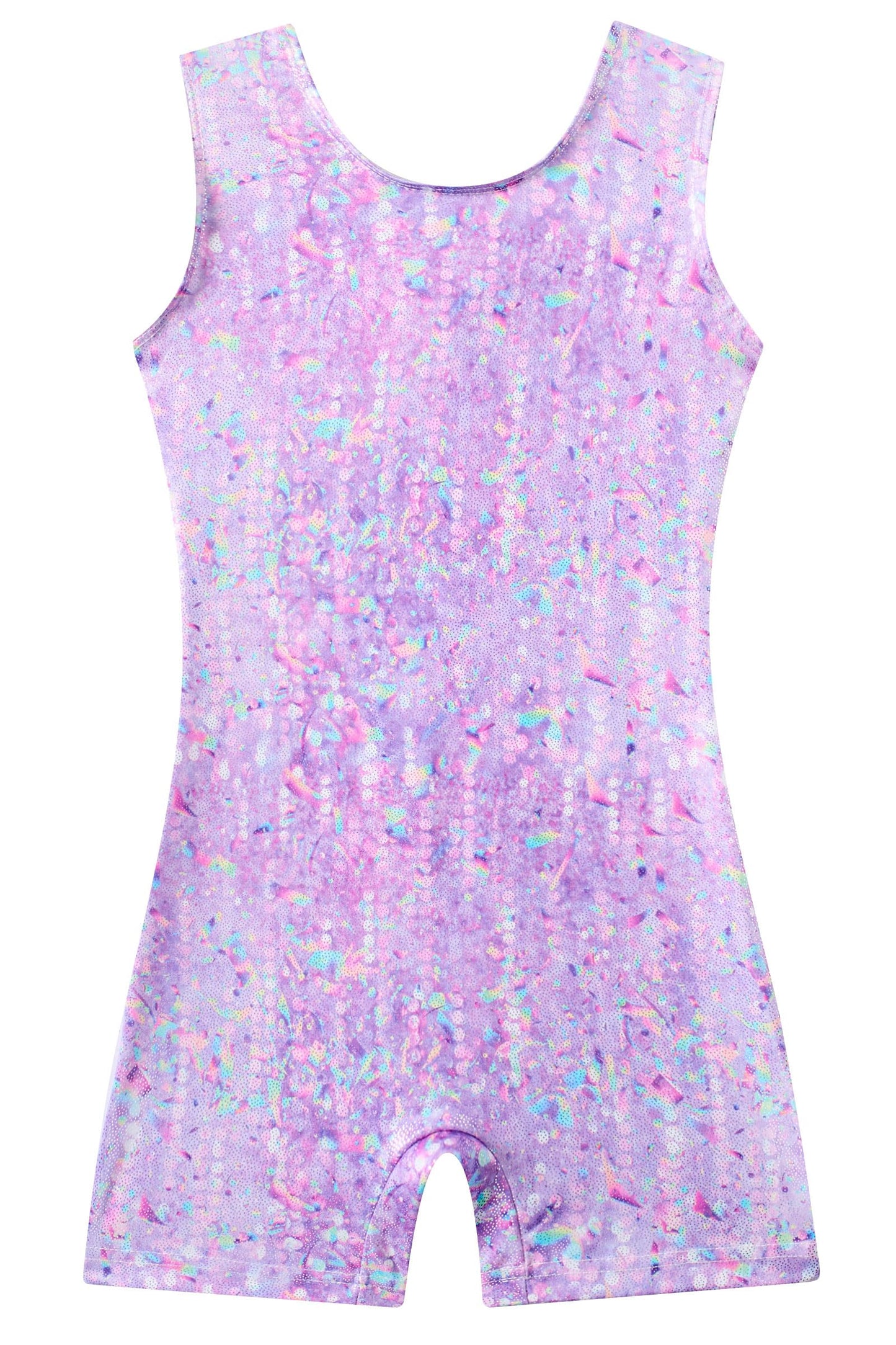 Funnycokid Gymnastics Leotards for Girls Dance Outfits Unitard Sparkly Clothes with Shorts, Purple 03, 5-6 Years