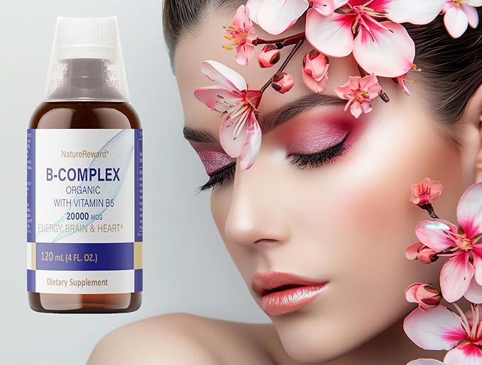 Organic Vitamin B-Complex B5 Pantothenic Acid | B12 Methylcobalamin | B1 Thiamine | B6 Pyridoxine | B7 Biotin | B9 Folic | B3 Niacinamide - B Complex Liquid Supplement, 4 fl oz