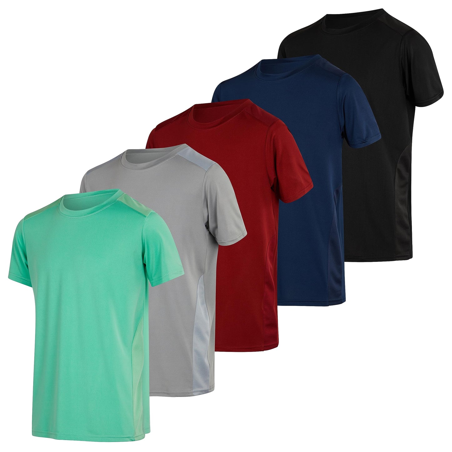 5 Pack Men’s Active Quick Dri Dry Fit Crew Neck T Shirts Athletic Running Gym Workout Short Sleeve Tee Tops Camisas Para Hombres Summer