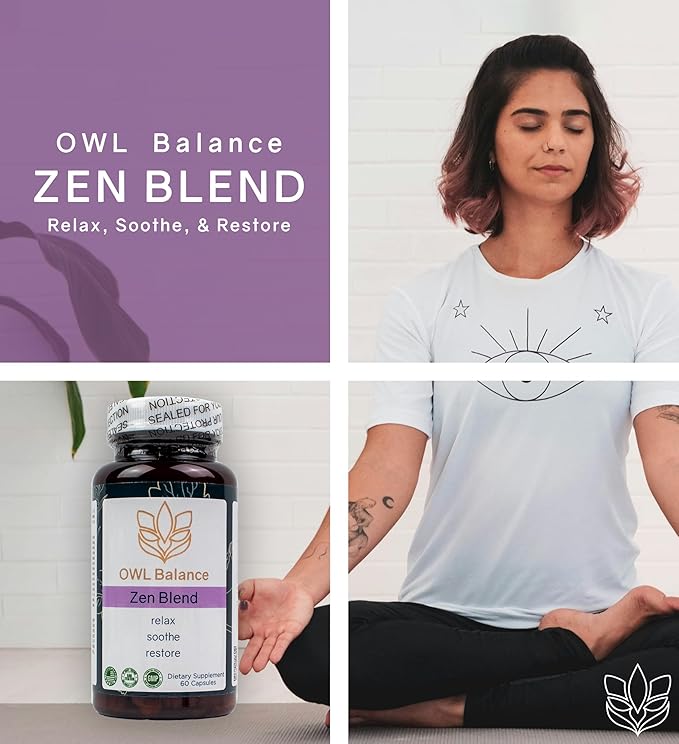 Zen Blend - Stress and Anxiety Supplement with Ashwagandha, L-Theanine, Holy Basil, Skullcap, Passionflower & Lemon Balm | Supports Mood, Focus & Stress Relief | Vegan & Non-GMO | 60 Capsules
