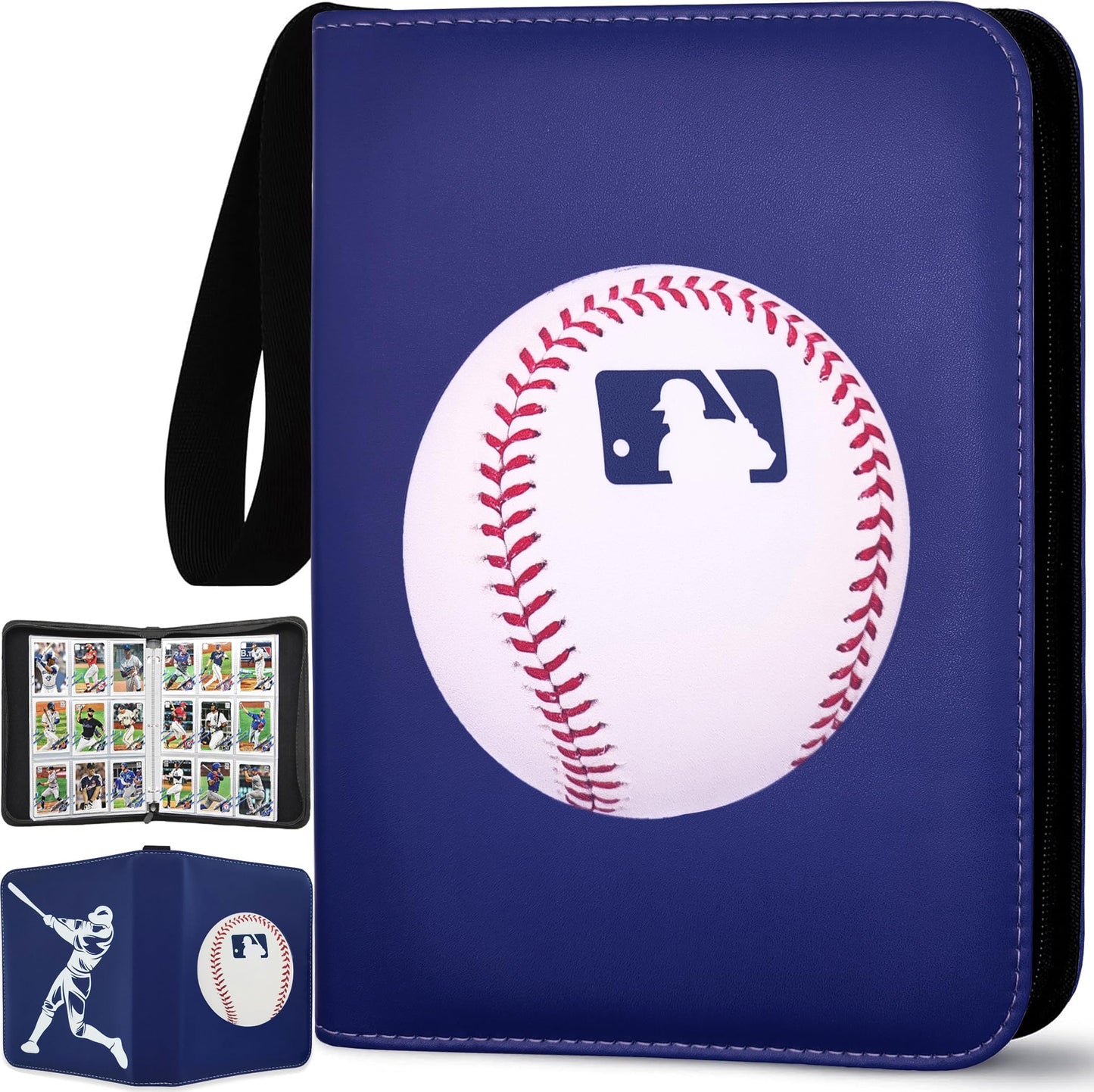 Baseball Card Binder 900 Pockets, 50 Sleeves Large Baseball Binder 3 Ring Zipper Trading Cards Holder 9 Pocket, Sport Card Collection Book Storage Organizer, Album Folder Case Protector Collector Gift