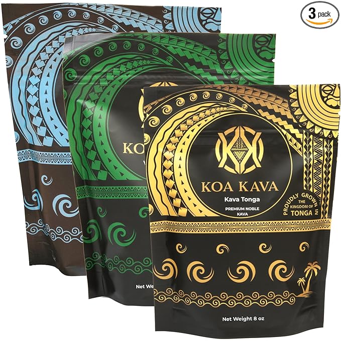 8 oz Koa Kava Bundle with Premium Tongan, Fijian Waka and Vanuatu Waka Kava Root Powder