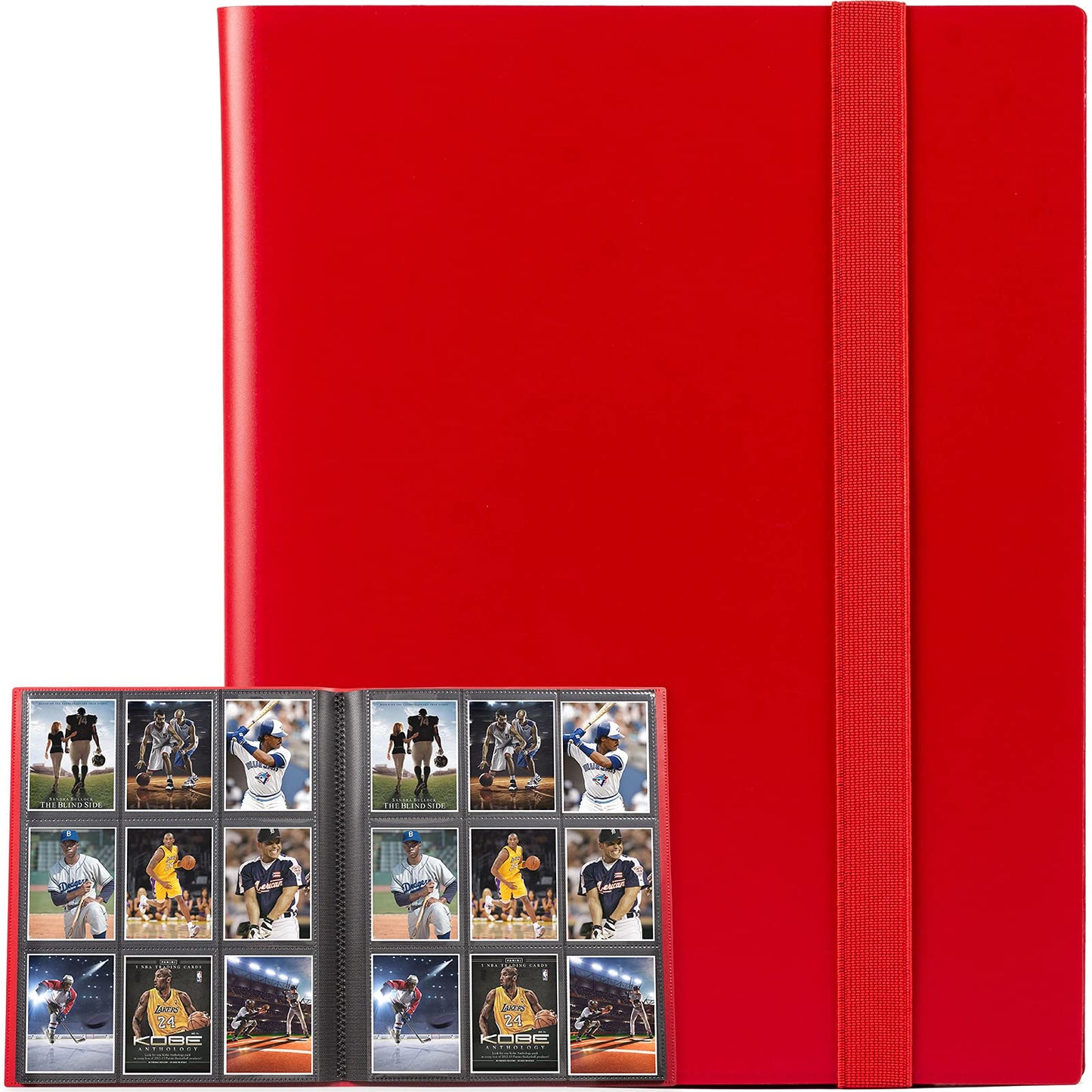 GEAoffice Card Binder, 9 Pockets Trading Card Album Folder, 360 Side Loading Pocket Binder for Yugioh, MTG and Other TCG, Red