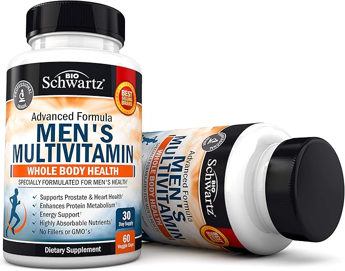 Advanced Daily Men's Multivitamin with Vitamin C A B D3 E and Zinc (1 Month Supply) Plus 65 Billion CFU Daily Probiotic Supplement (1 Month Supply)