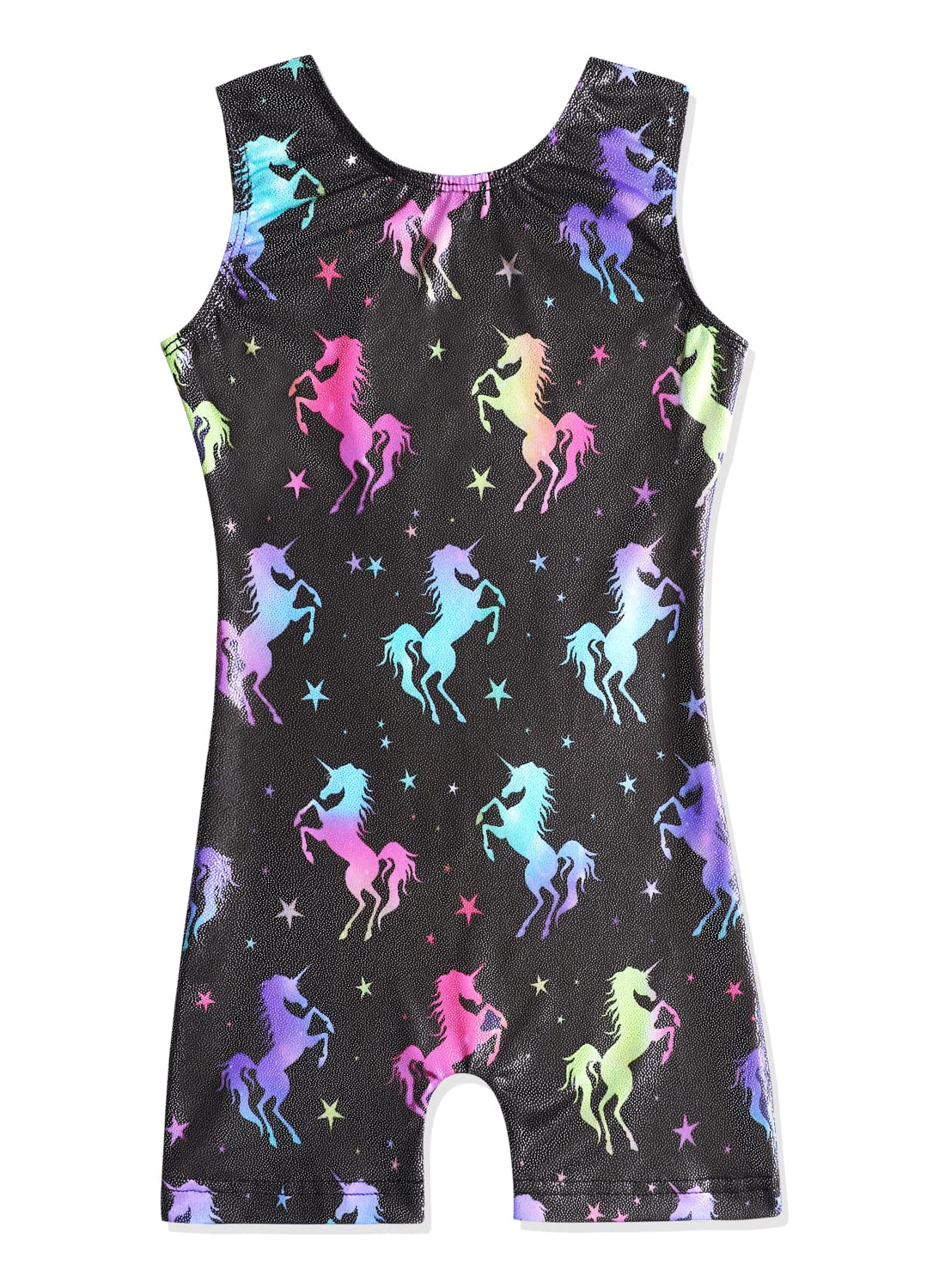 Girls Leotards For Gymnastics Hip Hop Dance Clothes 5t Size 5-6 Years Shorts Biketard Sparkly Outfits For Tumbling Unicorn Stars Starry