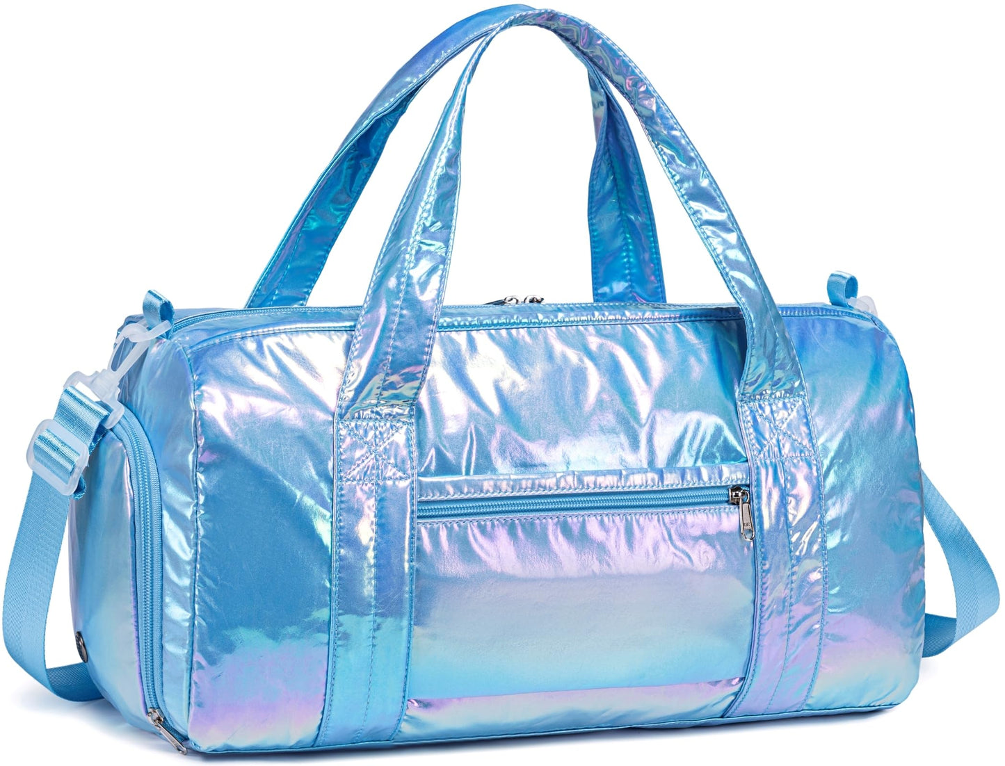 Gym Bag Sports Duffle Bag with Wet Pocket Weekender Overnight Bag with Waterproof Shoe Pouch and Air Hole for Girls Kids Women Travel Foldable Bag