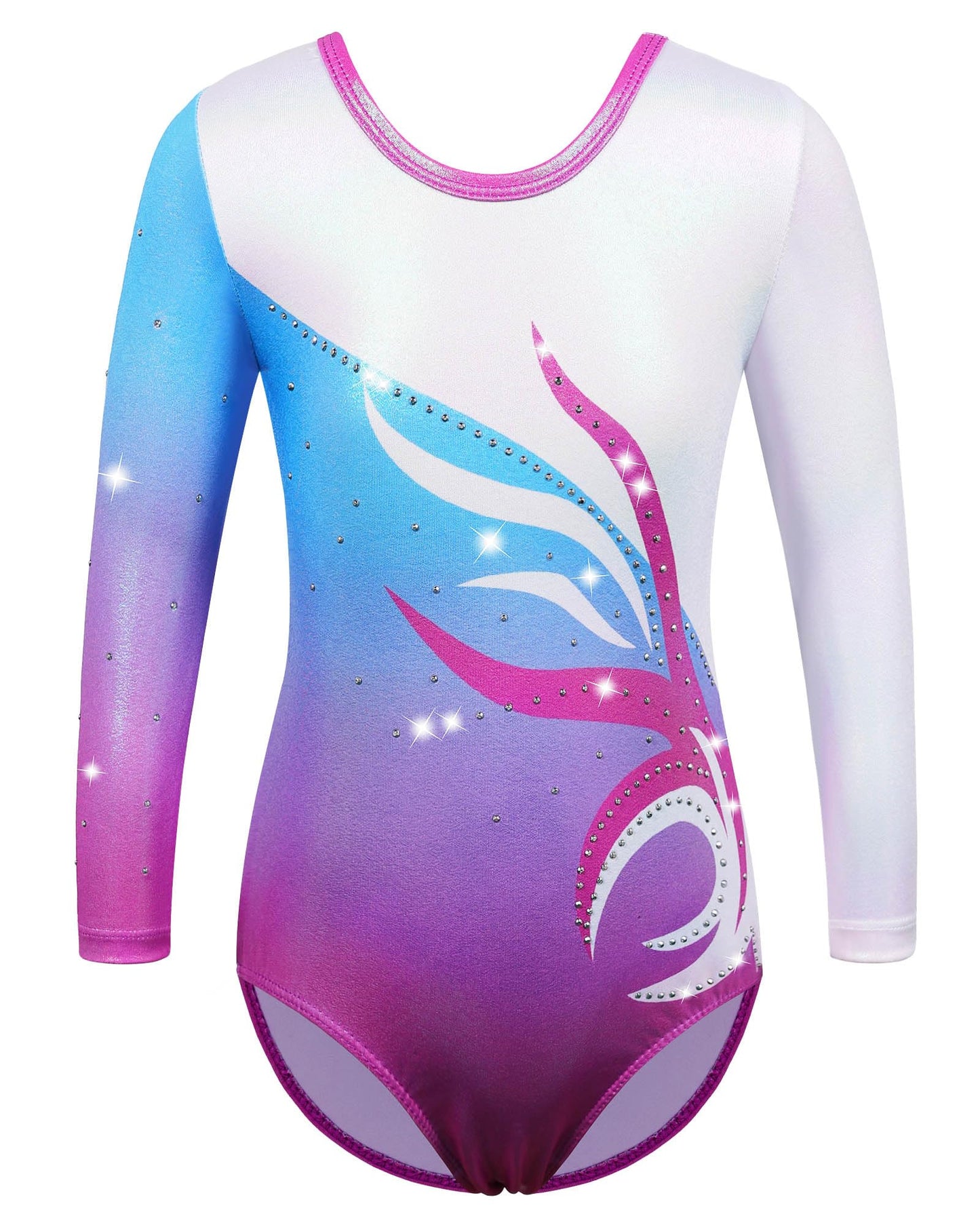 BAOHULU Gymnastics Leotard for Toddler Girls Shiny Diamond Practice Dance Outfit B353_BluePurple_5A