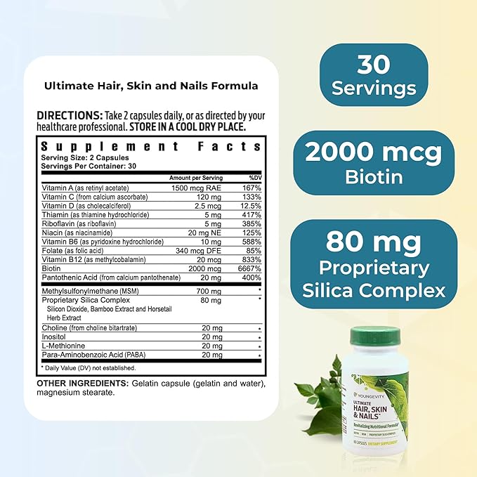 Youngevity Hair Skin and Nails Formula - 60 Capsules - 4 Bottles