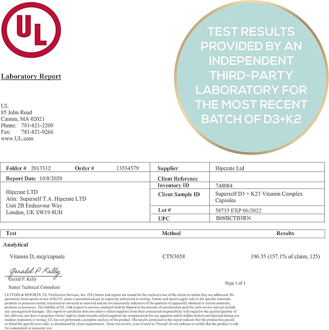 Vitamin D3 K2 Capsules - Vitamin D3 5000 IU and Vitamin K MK7 100mcg - 60 Capsules - USA Made Vegetarian Vitamin D Supplement - High Strength VIT D for Bones, Muscle, Teeth, Immune System