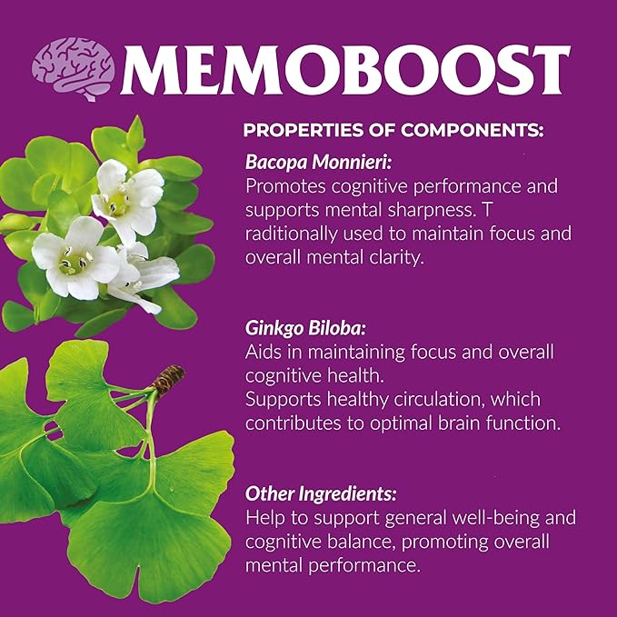 MEMOBOOST Ananta Medicare – Herbal Dietary Supplement (120 Capsules)