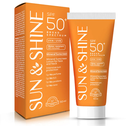 Sun&Shine 100% Mineral Sunscreen Zinc Oxide For Sensitive Skin: Spf50+ Broad Spectrum Uva Uvb, Face Sunscreen Lotionreef Safe, F