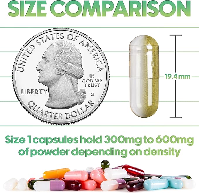 XPRS Nutra Size 1 Empty Capsules - 5000 Count Clear Empty Gelatin Capsules - Pill DIY Capsule Filling - Pure Bovine Pill Gel Caps for Do-It-Yourself Supplements