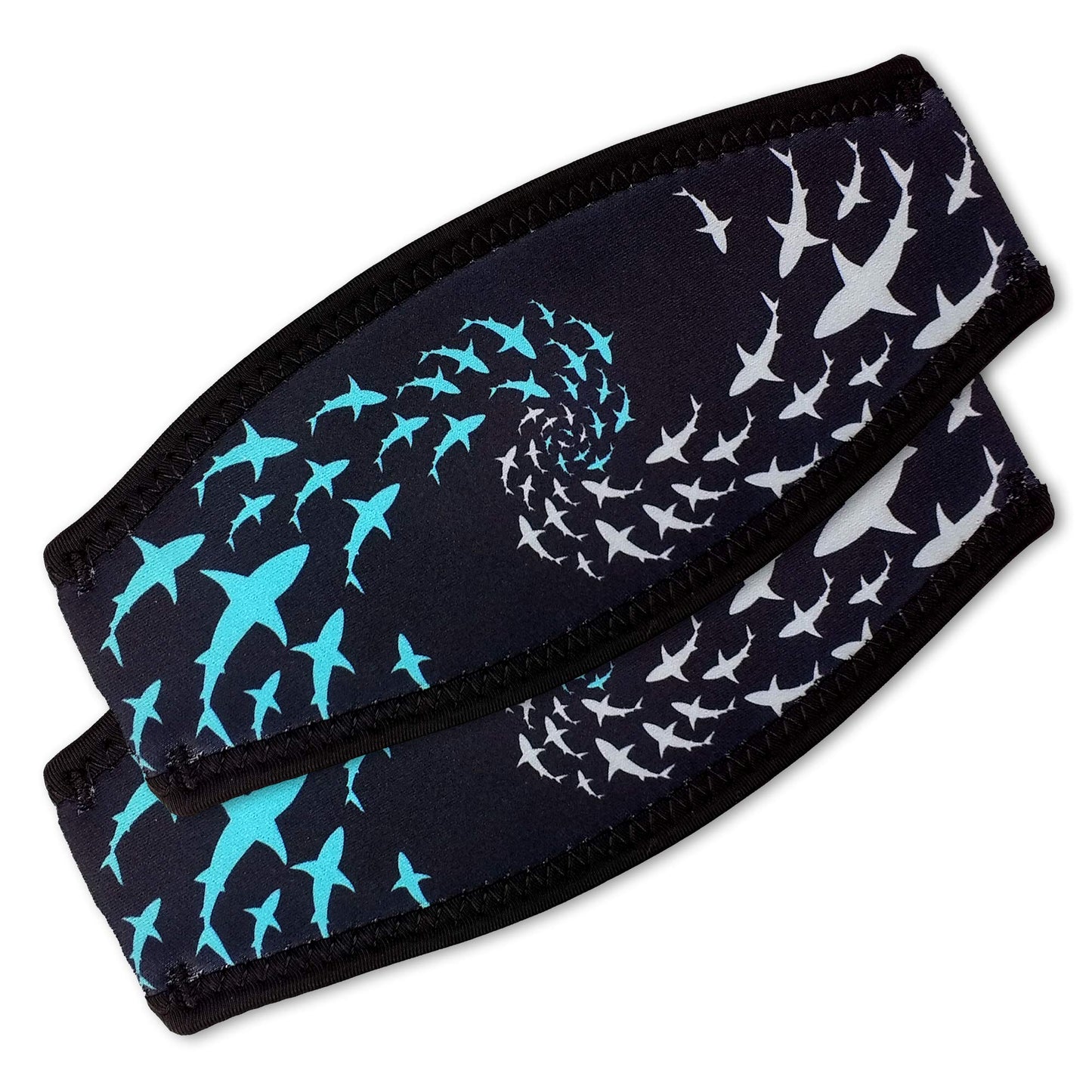 Flow Scuba Gear - Neoprene Cover for Dive and Snorkel Mask Strap (Sharknado 2-Pack)