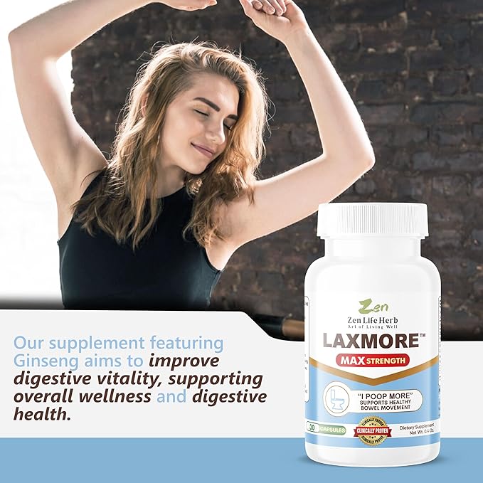 LAXMORE I Poop More Max Strength 100% Natural Plant-Based Supplement (90 Capsules)