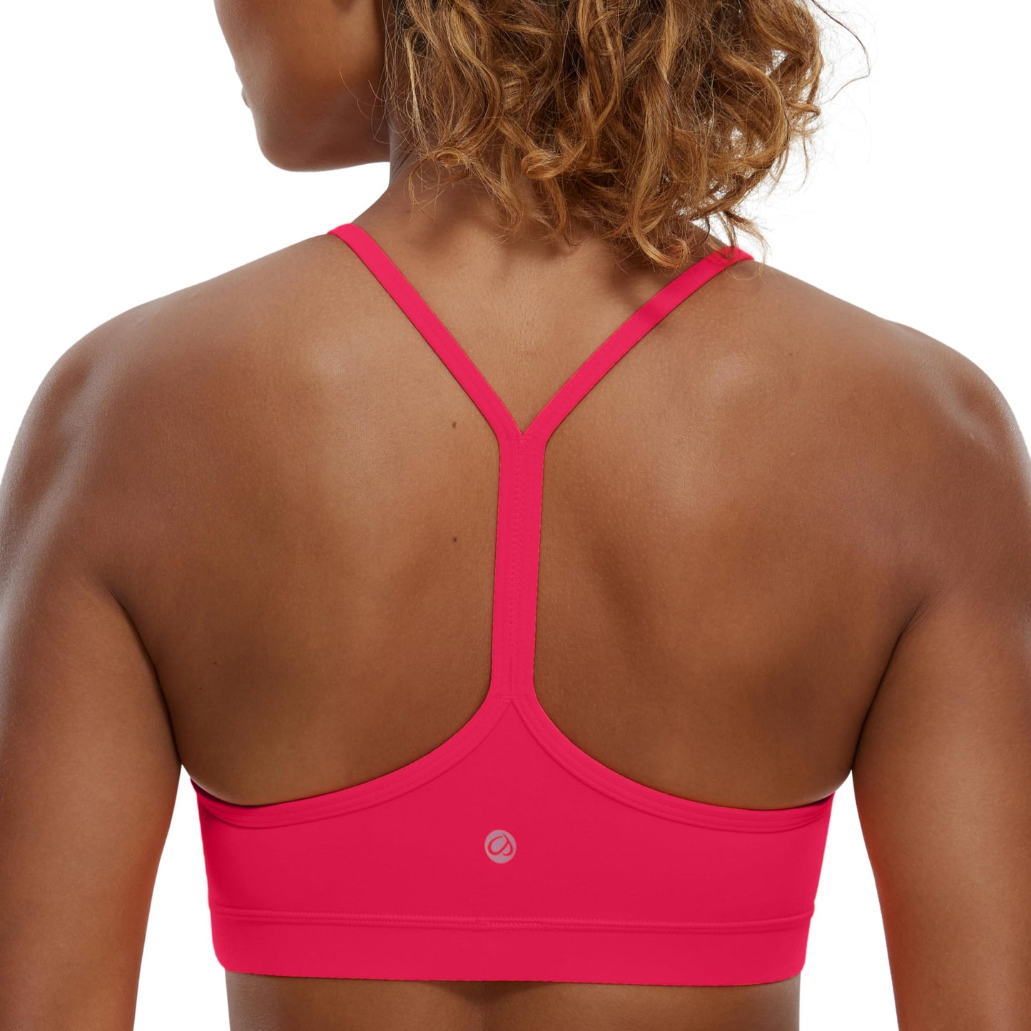 CRZ YOGA Butterluxe Womens Y Back Sports Bra - Padded Racerback Low impact Spaghetti Thin Strap Workout Yoga Bra Viva Magenta Medium