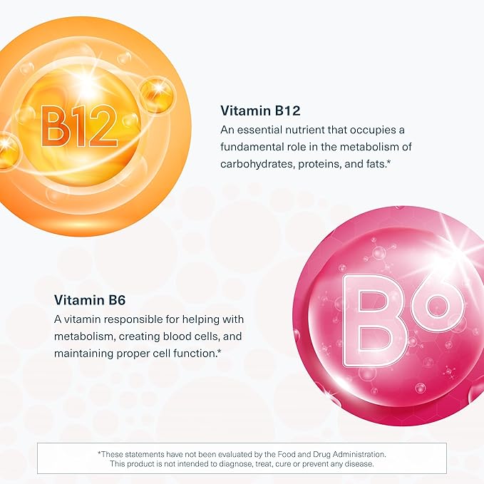 Youtheory B12B6 - Vegan Vitamin B6 & Vitamin B12 - Offers Brain Health, Energy & Immunity Support* - Dairy, Soy & Gluten Free - 60 Gummies