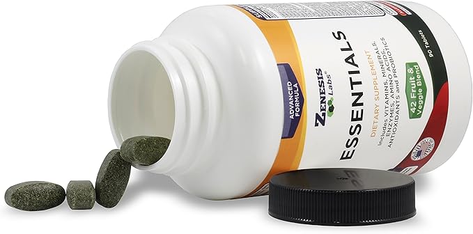 Zenesis Labs Essentials - a Natural & Nutrient Rich Multi-Vitamin - with Minerals, Enzymes, Amino Acids, Antioxidants and Probiotics - 90ct