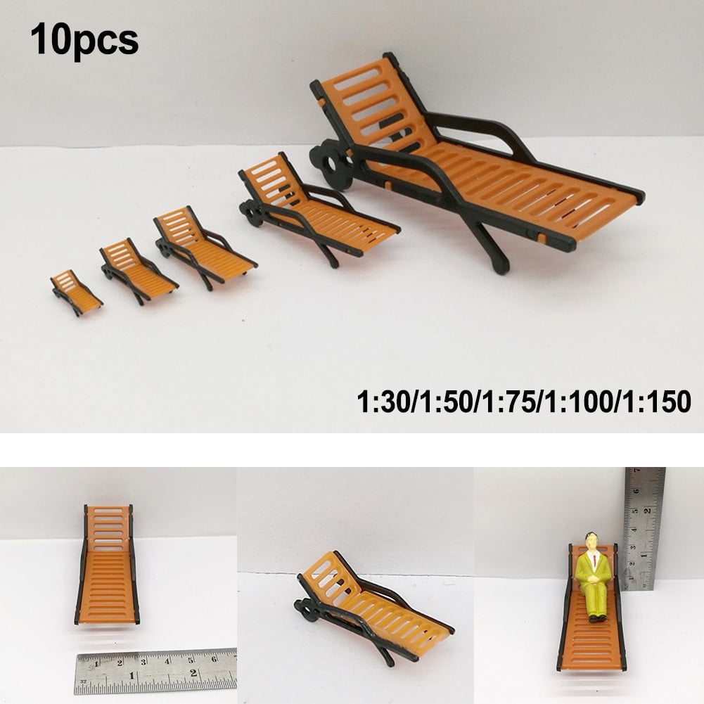 Yannee Model Train HO TT Scale 1:87 Bench Chair Beach Chair Layout 10 Pcs