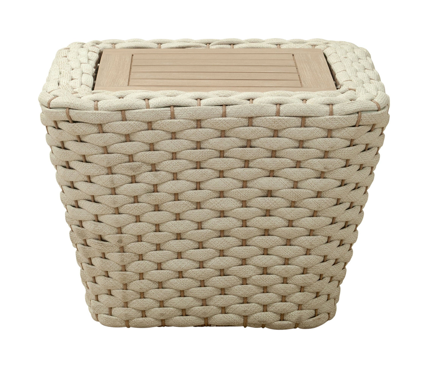 Antul Coffee Table White & Natural Coffee Table, Modern Style, Painted Acacia Wood square shape tabletop, Aluminum, Outdoor Living