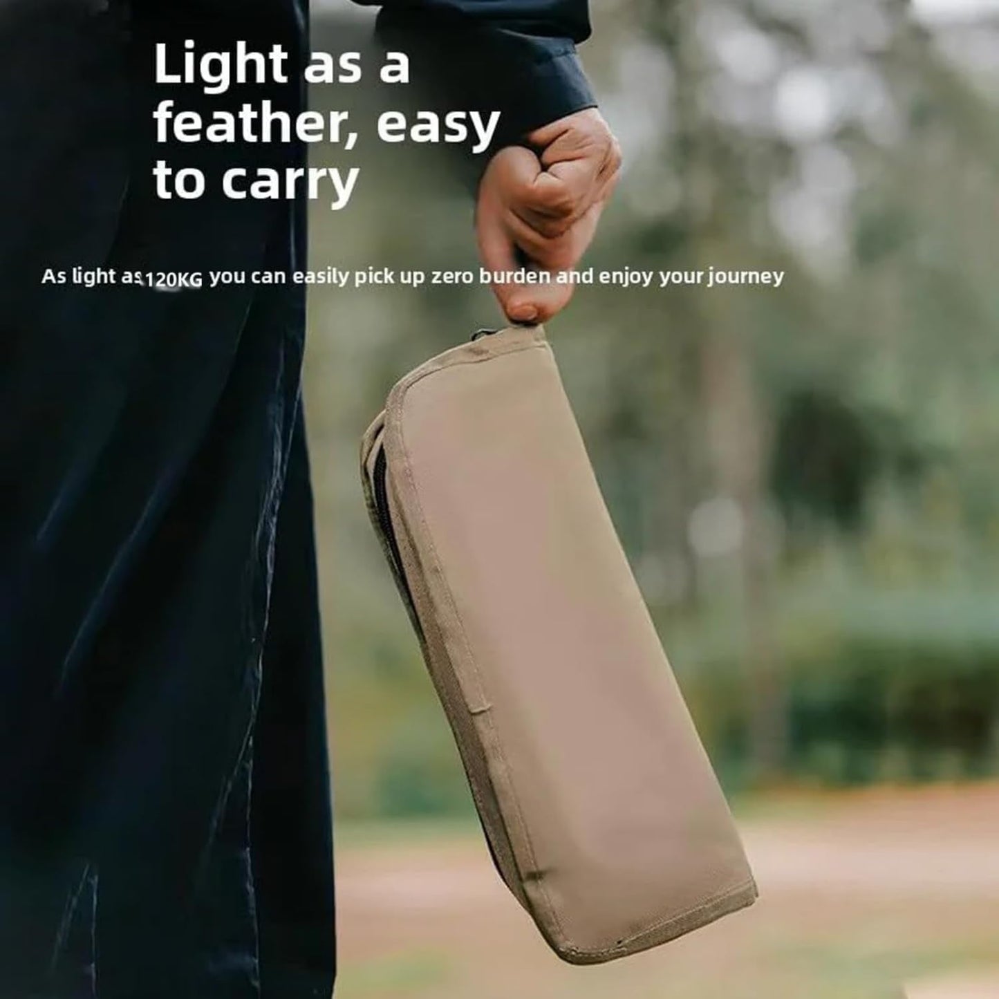 Foldable Backpack Stool, Mountaineering and Hiking Portable Stool, Pocket Handbag Stools, Lightweight Outdoor Seat with Adjustable Strap, Outdoor Zipper Pack Folding Chair for Travel Fishing