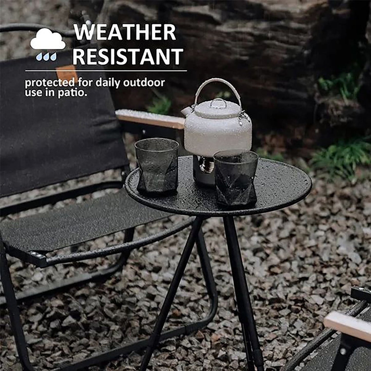 Kieccall Outdoor Folding Small Round Table Portable And Adjustable Camping Table Camping Equipment Picnic Double-layer With Light Rack Coffee Table