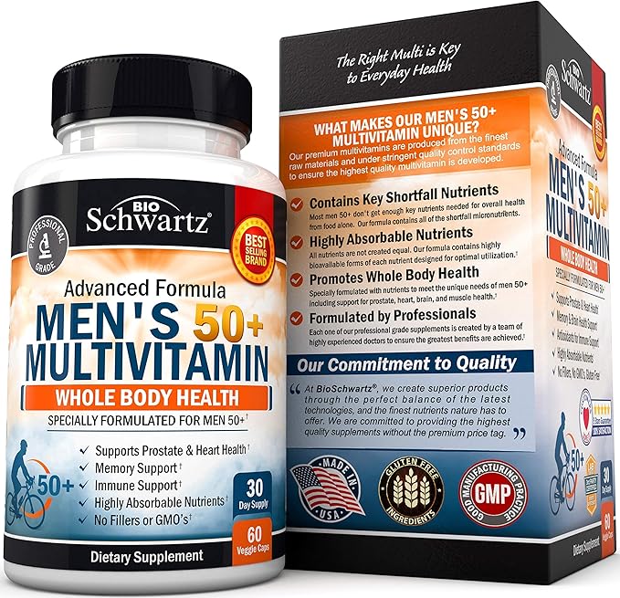 Daily Multivitamin for Women 50 & Over + Daily Multivitamin for Men 50 & Over - Supports Healthy Immune Response & Healthy Heart Function - Designed for Whole Body Health