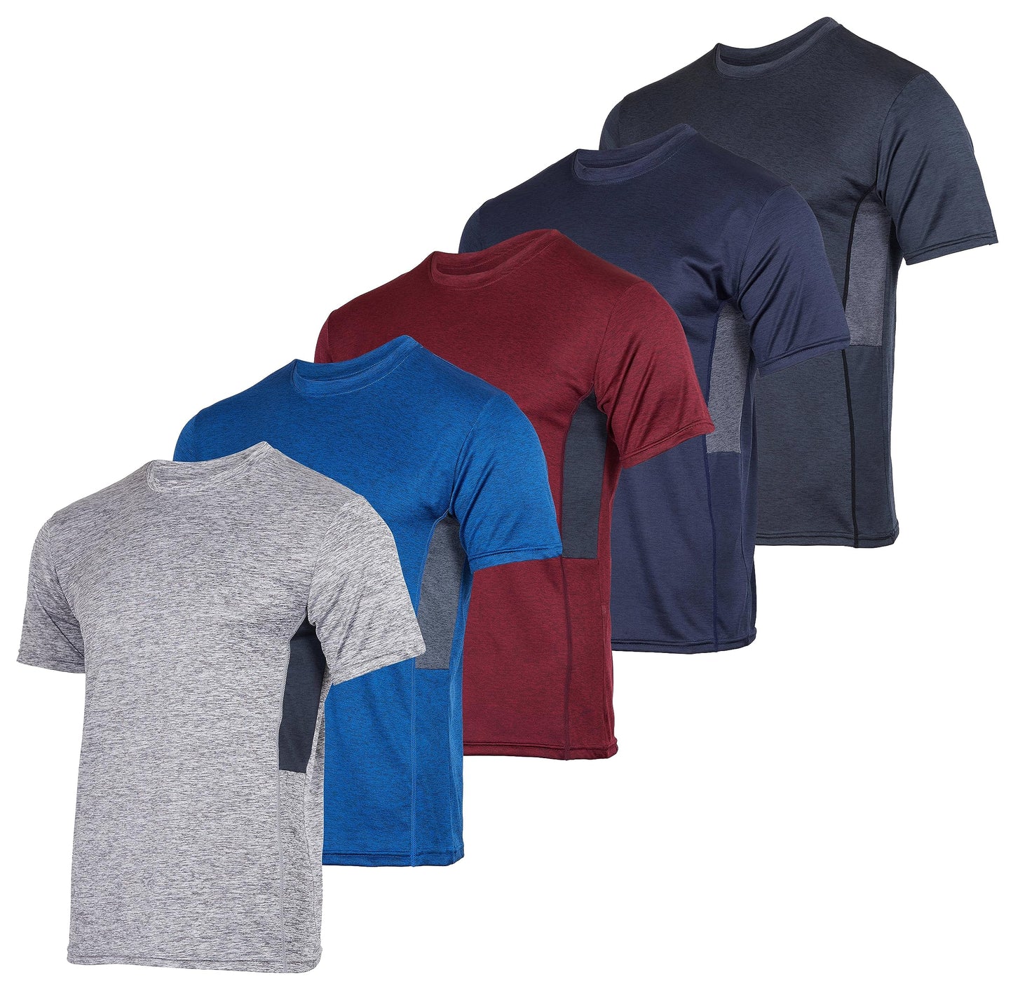 5 Pack Men’s Active Quick Dri Dry Fit Crew Neck T Shirts Athletic Running Gym Workout Short Sleeve Tee Tops Camisas Para Hombres Summer