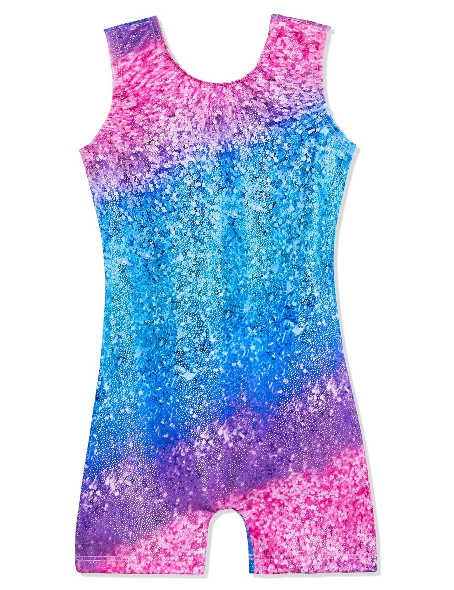 Domusgo Girls Gymnastics Leotards Size 5-6 Years Old Sparkly Gradient Stripe Unitards with Shorts