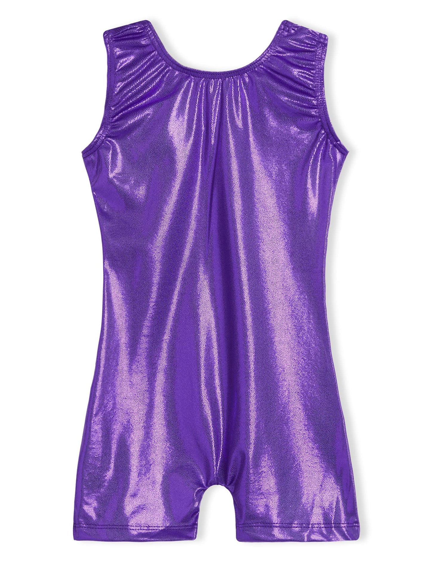 Domusgo Girls Leotards for Gymnasitics Size 5-6 Years Old Sparkly Purple Sleeveless Practice Biketard