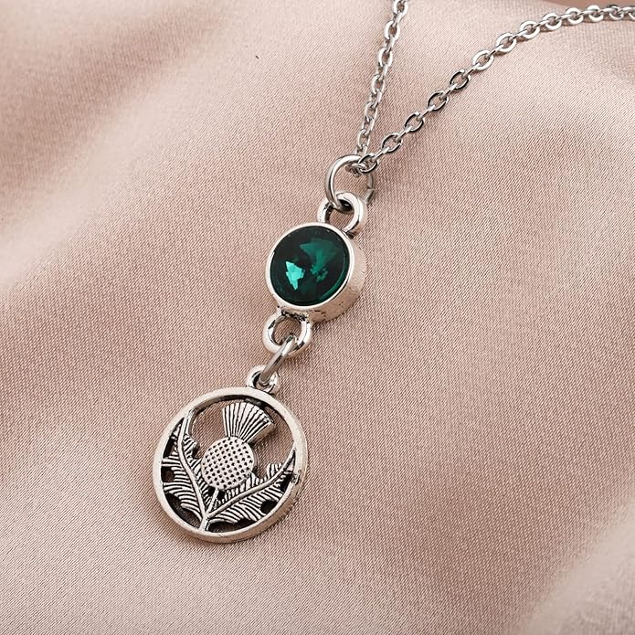 WSNANG Scottish Thistle Necklace Scottish Gifts for Women Thistle Pendant Necklace Scottish Blessing Jewelry
